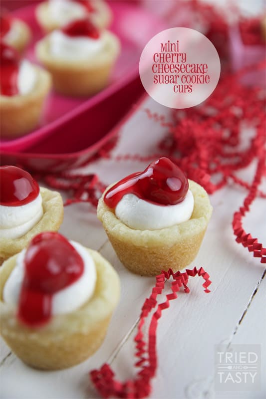 Mini Cherry Cheesecake Sugar Cookie Cups // Tried and Tasty