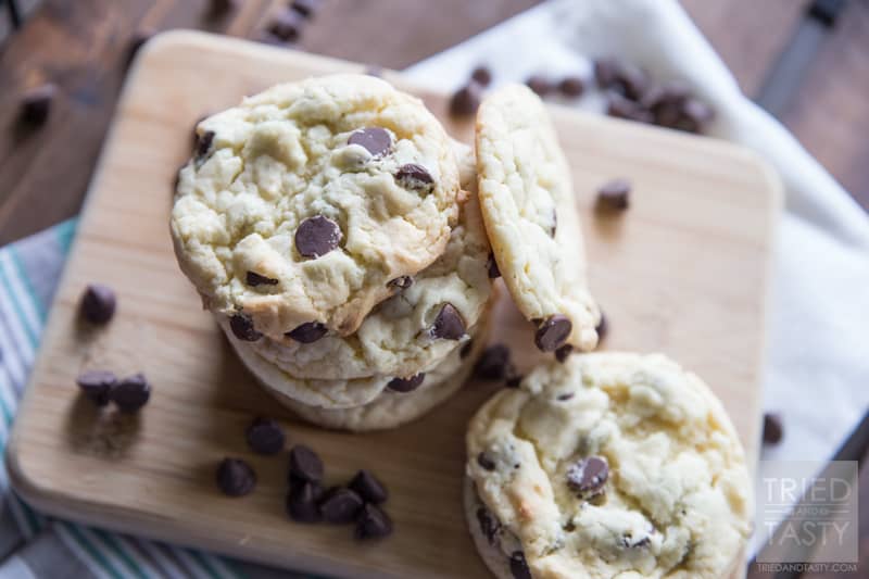 Cake Batter Cookies // One of Tried and Tasty's most popular recipes, these cake batter cookies only have five ingredients and will cost you less than $5 to make two-three dozen! Perfect for parties, gatherings, potlucks, or anytime you want to satisfy your sweet tooth without a lot of fuss! | Tried and Tasty