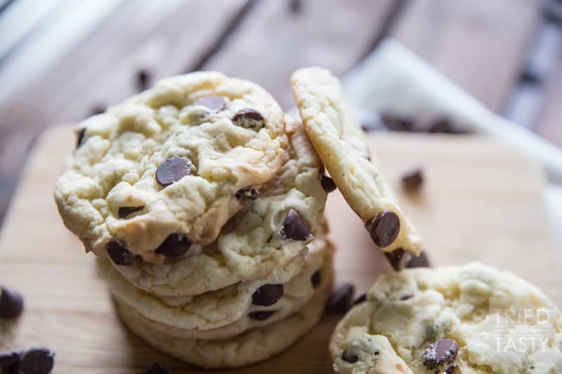 Cake Batter Cookies // One of Tried and Tasty's most popular recipes, these cake batter cookies only have five ingredients and will cost you less than $5 to make two-three dozen! Perfect for parties, gatherings, potlucks, or anytime you want to satisfy your sweet tooth without a lot of fuss! | Tried and Tasty