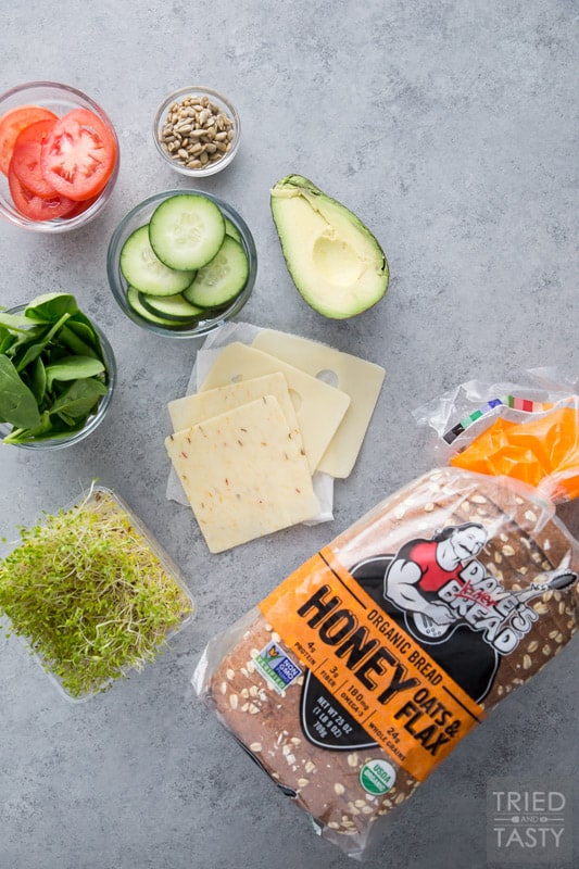 Ingredients to make The Ultimate Veggie Sandwich