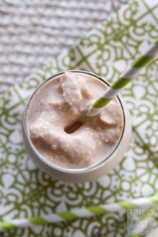 Copycat Jamba Juice Chocolate Peanut Butter Moo'd Smoothie // Ever wanted to make your favorite Jamba Juice recipe at home? This quick & easy recipe is only four ingredients! Tastes identical to the original, if not BETTER! Use your @blendtec to get the job done in no time! #smoothie #copycat #jambajuice #blendtec // Tried and Tasty