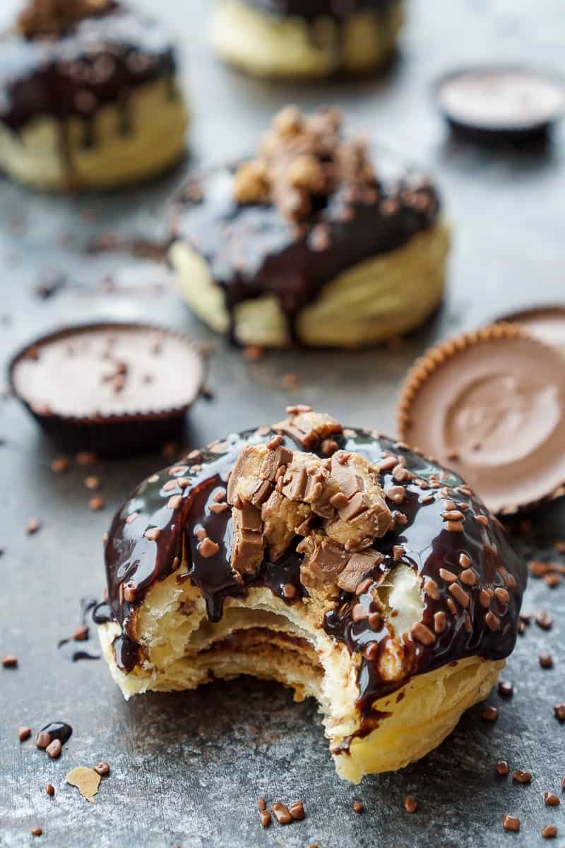Reese's Stuffed Puff Pastry Donuts // Sugar & Soul
