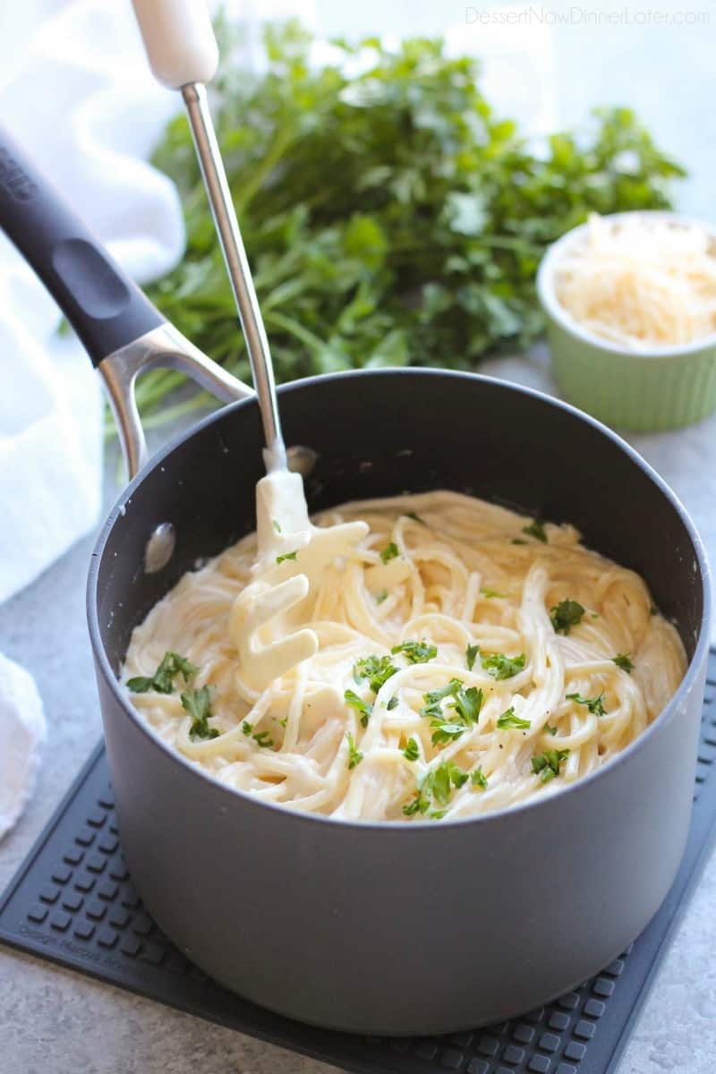 Garlic Parmesan Spaghetti // Dessert Now Dinner Later